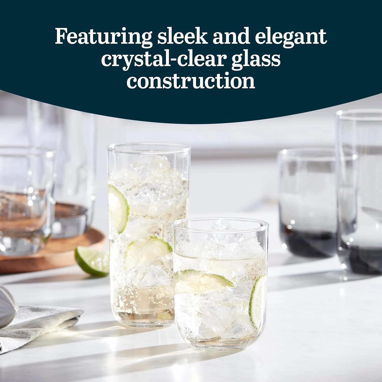 Libbey Polaris Tumbler Glasses, Axis, 17.75-ounce, Set of 8