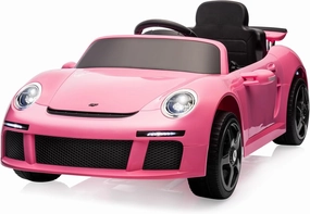 Licensed RUF CTR3 12V Kids Electric Car with Parent Remote Control, 2 Motors, 3 Speeds, LED Lights, MP3 Player | Battery Powered Ride-On Toy for Kids to Drive - Pink