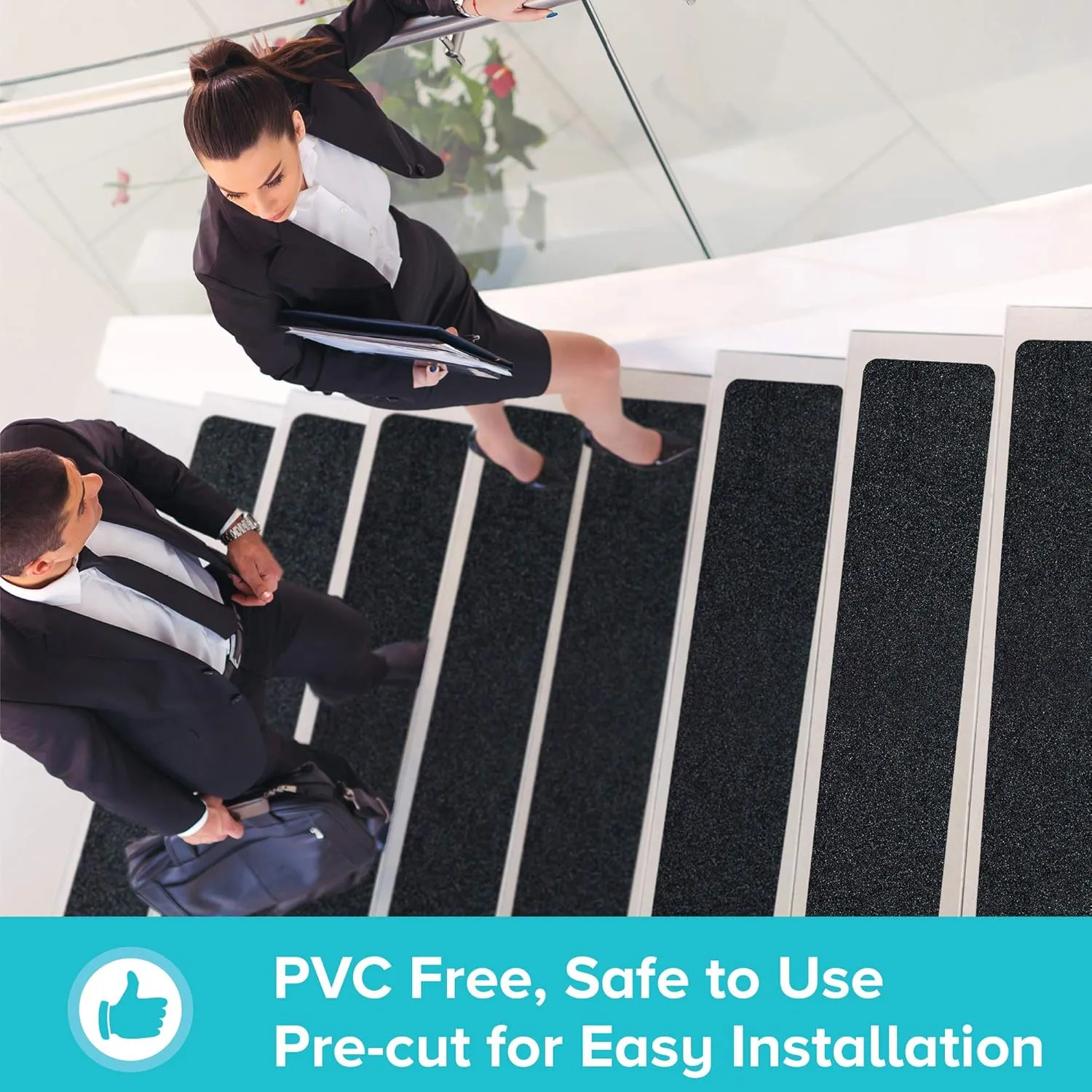 LifeGrip Anti Slip Traction Treads (10-Pack), 6 inch X 28 inch, Best Grip Tape Grit Non Slip, Outdoor Non Skid Tape, High Traction Friction Abrasive Adhesive for Stairs Step, Black (6" X 28" X 10P)