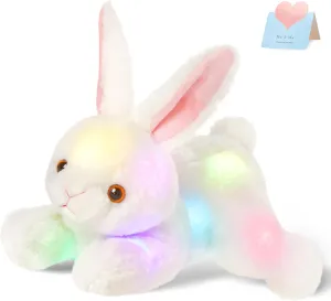 Light up Plush Bunny Rabbit Stuffed Animal Rabbit Plushie Toy Glow in The Dark Bedtime Companion Easter Bunny Gift for Kids, 14’’Best Gifts for Easter Day(LED)