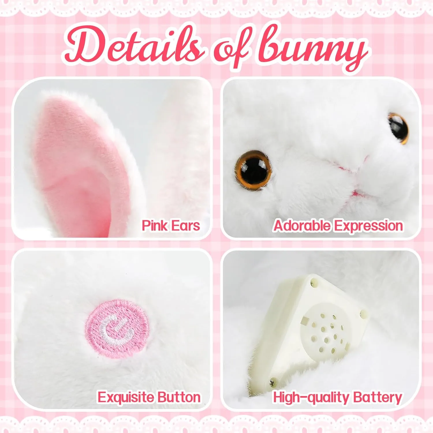 Light up Plush Bunny Rabbit Stuffed Animal Rabbit Plushie Toy Glow in The Dark Bedtime Companion Easter Bunny Gift for Kids, 14’’Best Gifts for Easter Day(LED)