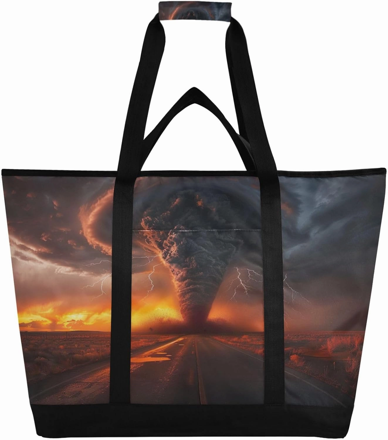 Lightning Tornado Reusable Insulated Lunchbox Cooler Bag, Leakproof Kitchen Grocery Bag Collapsible Portable Cooler Tote Bag for Picnic, Camping, Office, Travel