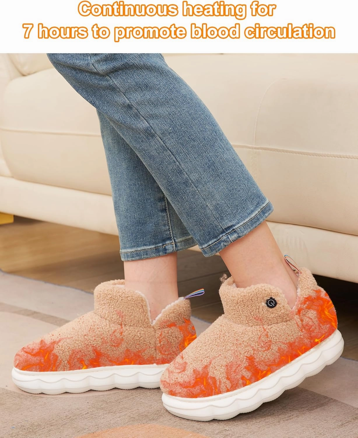 Lilia Heated Slippers for Women Electric Heated House Shoes Rechargeable, Heating Shoes Battery Powered Foot Warmer for Indoor with 5V Battery Electric Heating Slippers