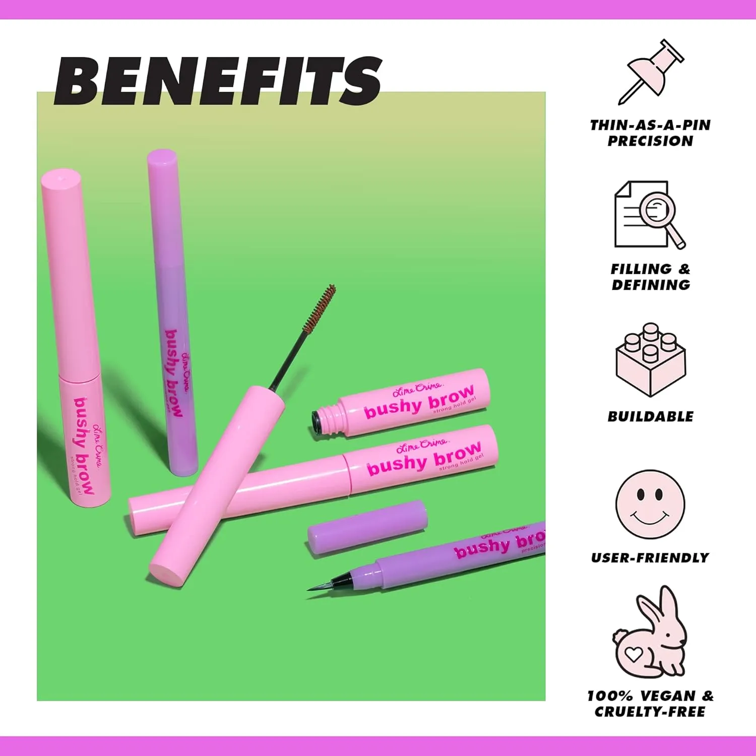Lime Crime Bushy Brow Pen, Brownie (Natural Dark Brown) - Thin Precision Eyebrow Pencils Define, Shape, Build, Fill In & Flick Up - Eyebrow Filler for Natural Looking Brows - Vegan & Cruelty-Free…