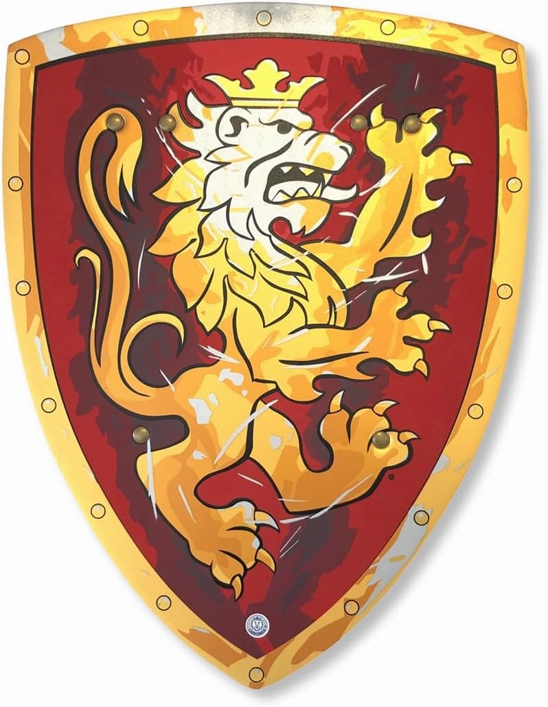 Liontouch - Noble Knight Shield, Red/Medium - Age 3-8 | 15.4 x 11.8 in | Medieval Pretend Play Foam Toy for Children with Golden Lion Theme | Safe Battle Accessory for Dress Up & Costumes for Boys