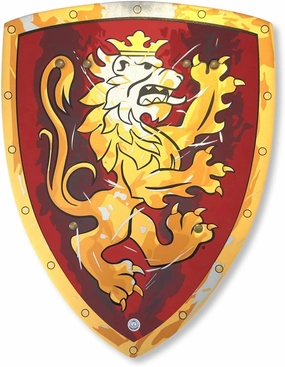 Liontouch - Noble Knight Shield, Red/Medium - Age 3-8 | 15.4 x 11.8 in | Medieval Pretend Play Foam Toy for Children with Golden Lion Theme | Safe Battle Accessory for Dress Up & Costumes for Boys