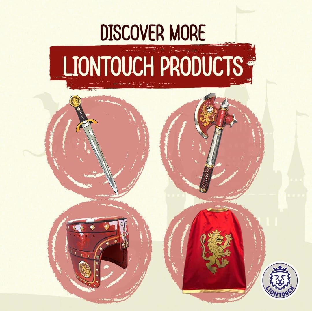 Liontouch - Noble Knight Shield, Red/Medium - Age 3-8 | 15.4 x 11.8 in | Medieval Pretend Play Foam Toy for Children with Golden Lion Theme | Safe Battle Accessory for Dress Up & Costumes for Boys