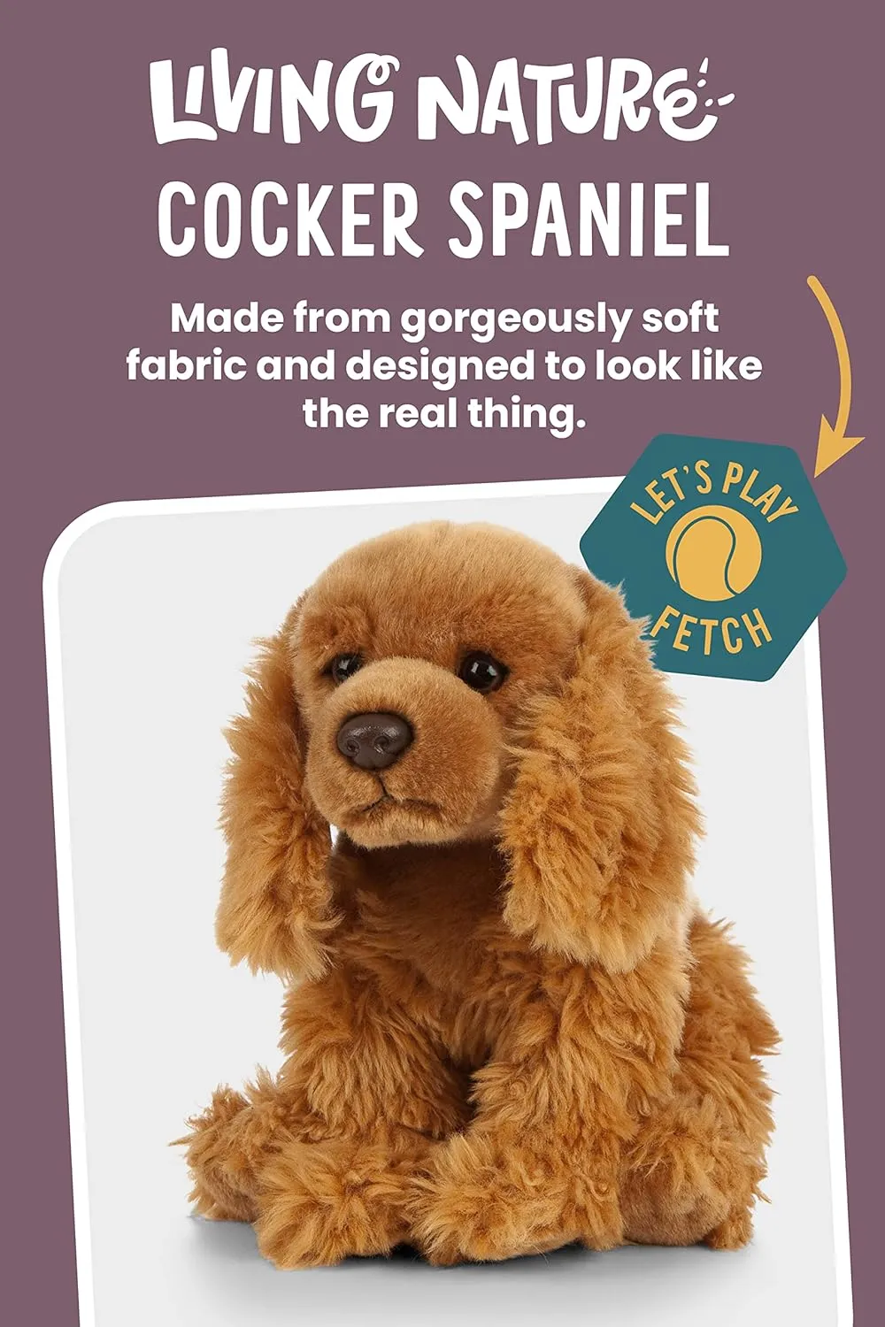 Living Nature Cocker Spaniel Stuffed Animal | Fluffy Dog Animal | Soft Toy Gift for Kids | 9 inches