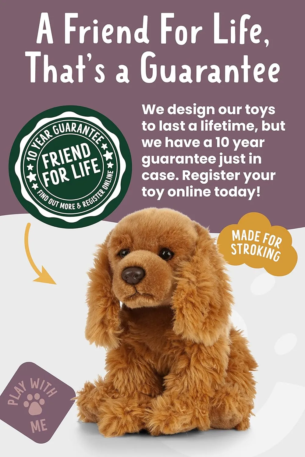 Living Nature Cocker Spaniel Stuffed Animal | Fluffy Dog Animal | Soft Toy Gift for Kids | 9 inches