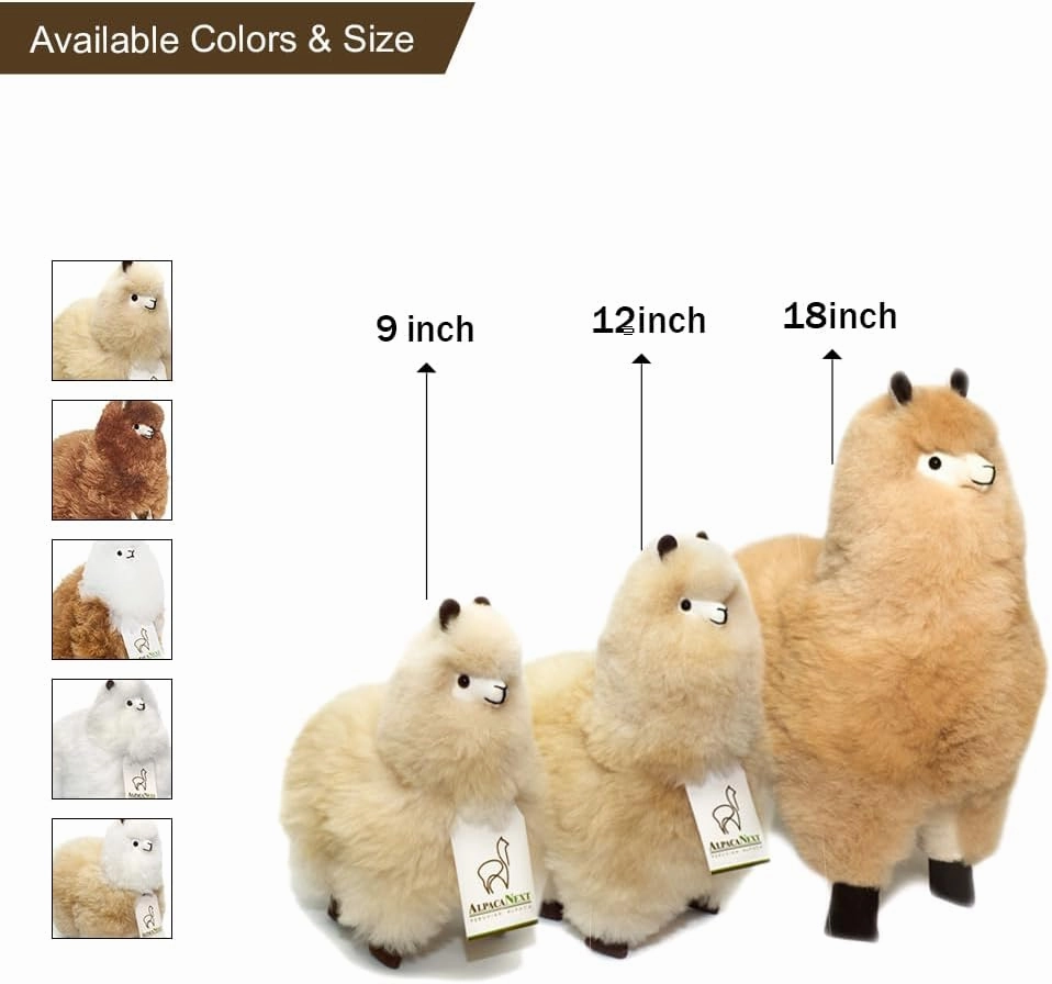 Llama Stuffed Animal – 12 inch. Cute, Soft and Cuddly Alpaca Plush Toy Handcrafted on Real Alpaka Natural Fur (12 inches, Beige)