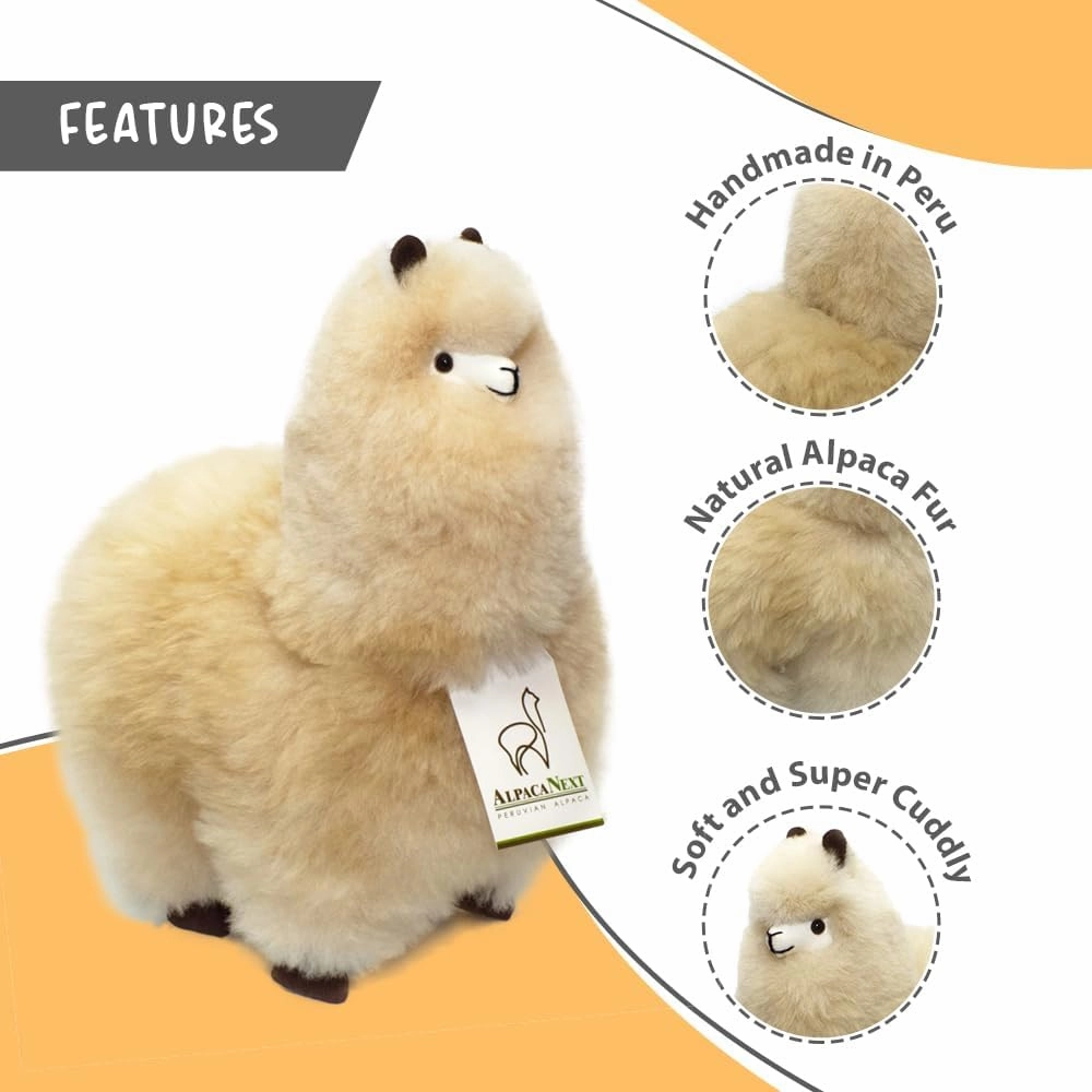 Llama Stuffed Animal – 12 inch. Cute, Soft and Cuddly Alpaca Plush Toy Handcrafted on Real Alpaka Natural Fur (12 inches, Beige)
