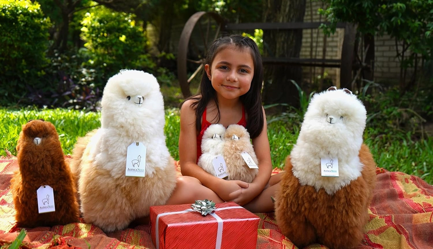 Llama Stuffed Animal – 12 inch. Cute, Soft and Cuddly Alpaca Plush Toy Handcrafted on Real Alpaka Natural Fur (12 inches, Beige)