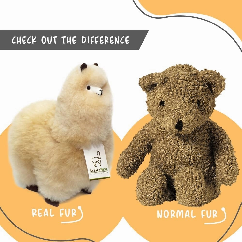 Llama Stuffed Animal – 12 inch. Cute, Soft and Cuddly Alpaca Plush Toy Handcrafted on Real Alpaka Natural Fur (12 inches, Beige)