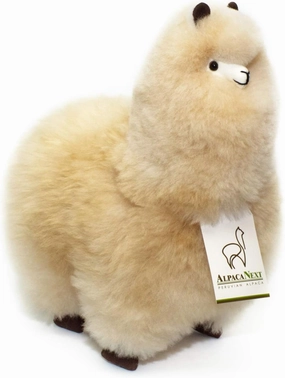 Llama Stuffed Animal – 12 inch. Cute, Soft and Cuddly Alpaca Plush Toy Handcrafted on Real Alpaka Natural Fur (12 inches, Beige)