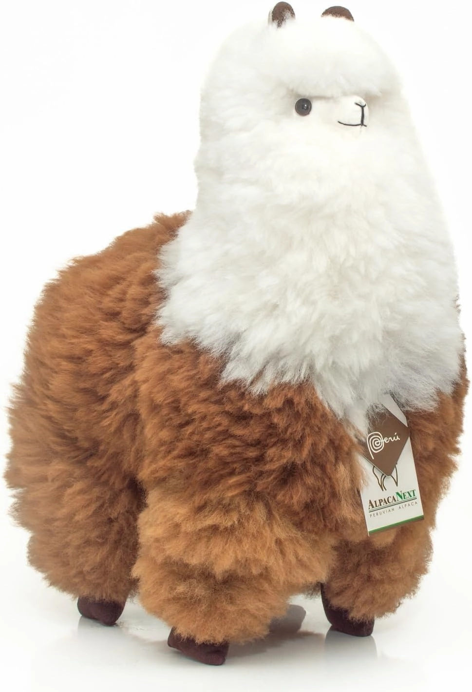 Llama Stuffed Animal – 18 inch. Cute, Soft and Cuddly Alpaca Plush Toy Handcrafted on Real Alpaka Natural Fur (18 inches, Brown and White)