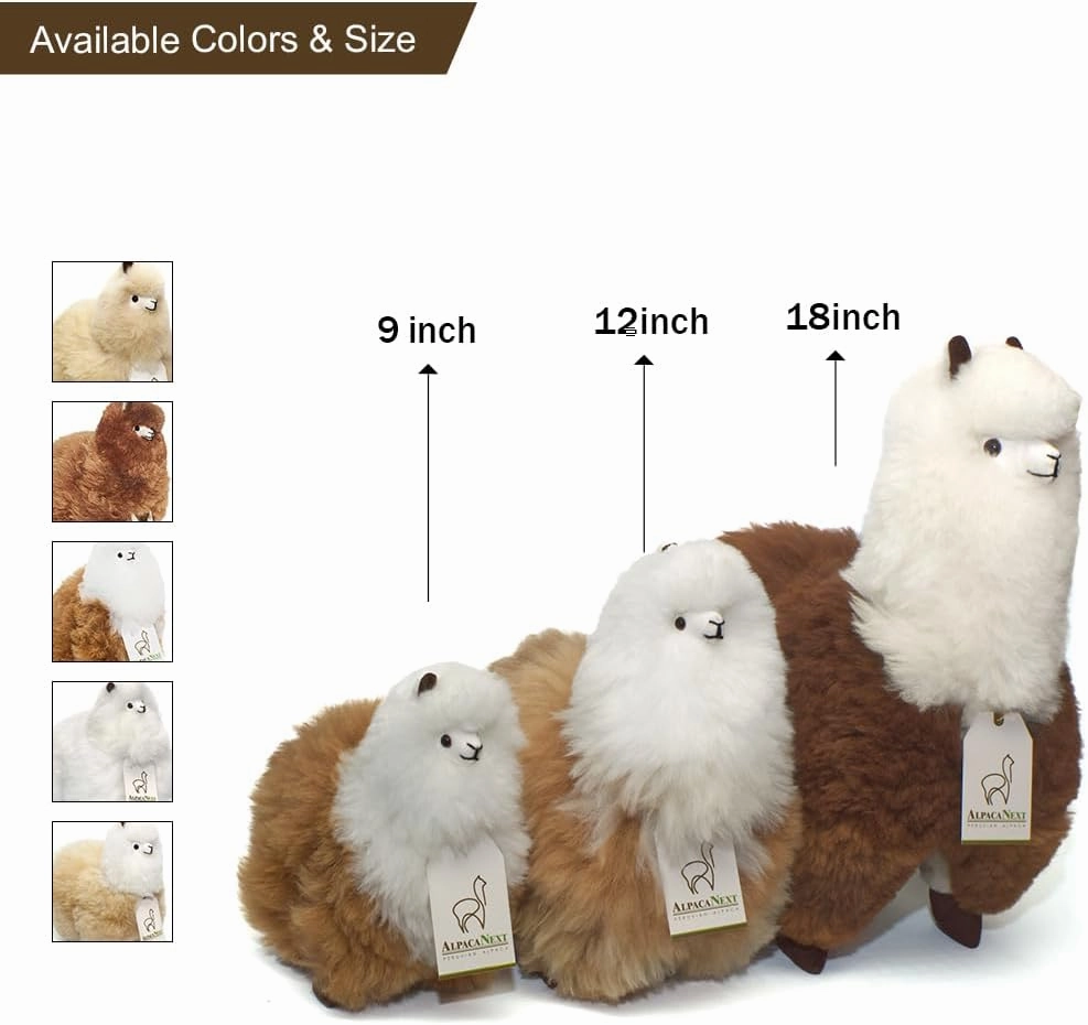 Llama Stuffed Animal – 18 inch. Cute, Soft and Cuddly Alpaca Plush Toy Handcrafted on Real Alpaka Natural Fur (18 inches, Brown and White)