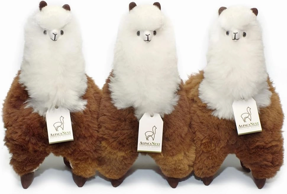 Llama Stuffed Animal – 18 inch. Cute, Soft and Cuddly Alpaca Plush Toy Handcrafted on Real Alpaka Natural Fur (18 inches, Brown and White)