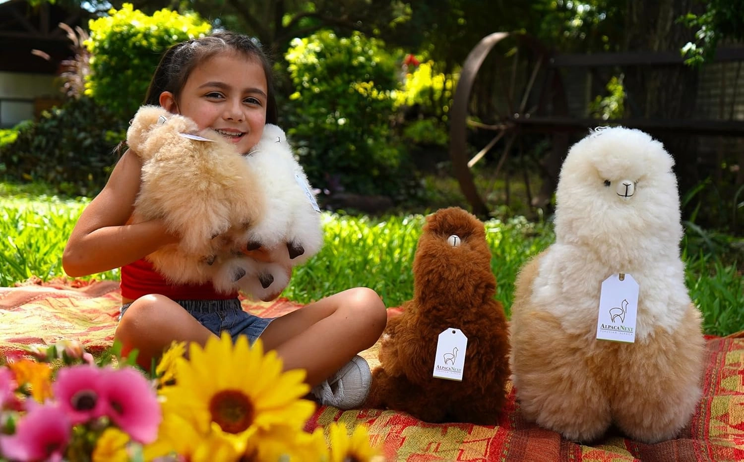 Llama Stuffed Animal – 18 inch. Cute, Soft and Cuddly Alpaca Plush Toy Handcrafted on Real Alpaka Natural Fur (18 inches, Brown and White)