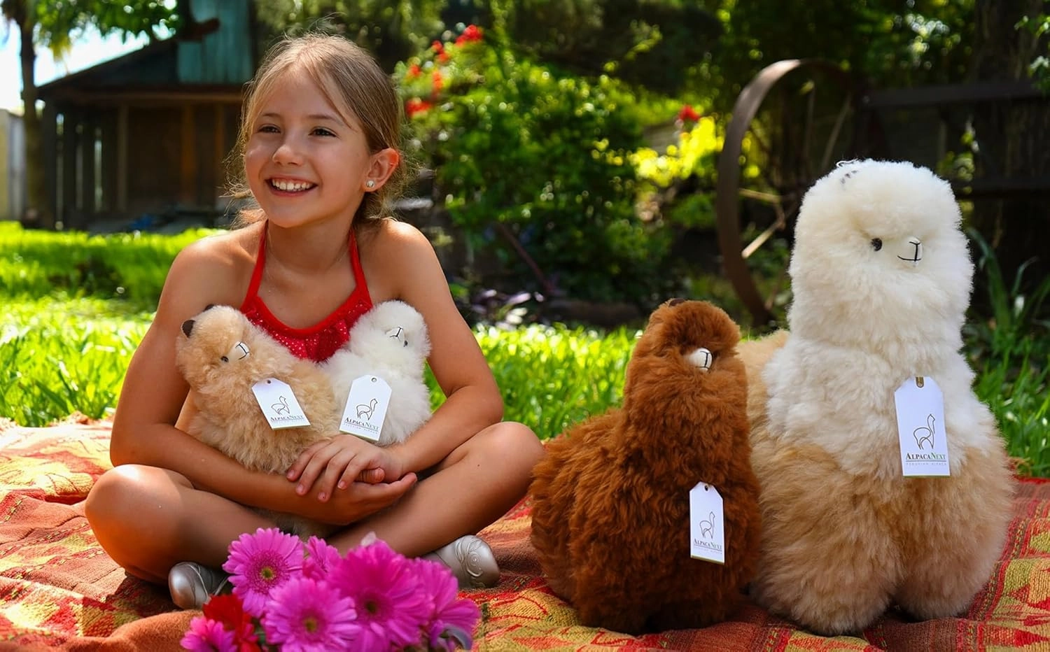 Llama Stuffed Animal – 18 inch. Cute, Soft and Cuddly Alpaca Plush Toy Handcrafted on Real Alpaka Natural Fur (18 inches, Brown and White)