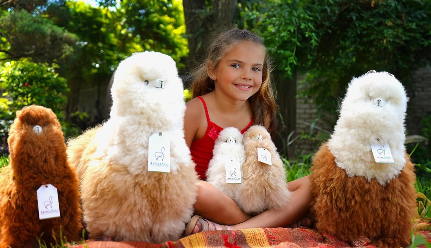 Llama Stuffed Animal – 18 inch. Cute, Soft and Cuddly Alpaca Plush Toy Handcrafted on Real Alpaka Natural Fur (18 inches, Brown and White)