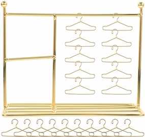 LOGOFUN Doll Dress Rack Doll Garment Rack with Hanger Metal Doll Clothing Rack Miniature Clothes Rack with Coat Hanger for Dollhouse Accessories - Gold