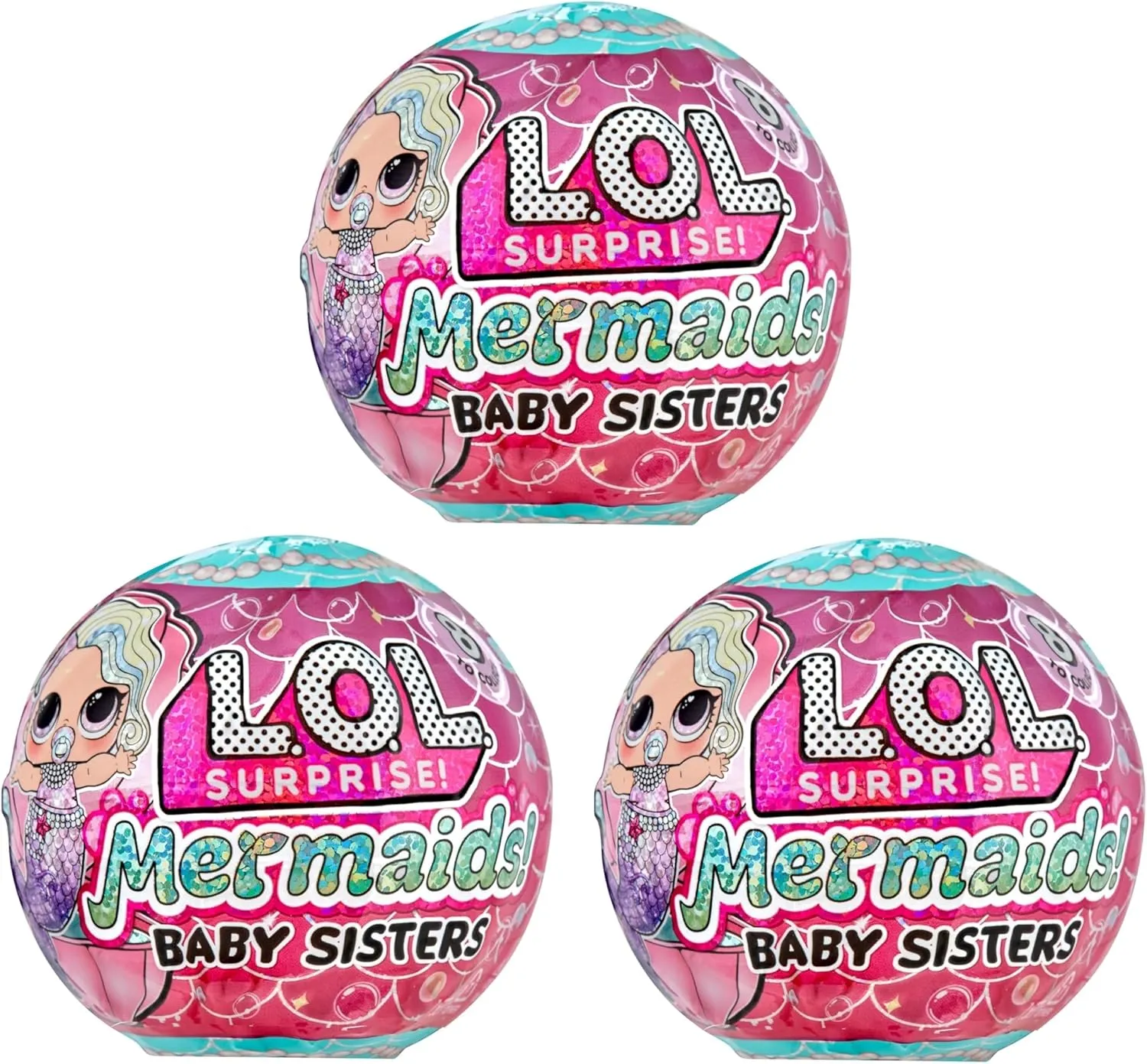 LOL Surprise Mermaids Baby Sisters 3 Pack with Color Change Tail, 8 Dolls to Collect, Fashion Accessories, Great Gift for Kids Ages 4 