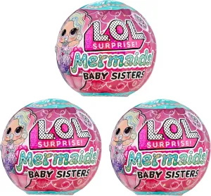 LOL Surprise Mermaids Baby Sisters 3 Pack with Color Change Tail, 8 Dolls to Collect, Fashion Accessories, Great Gift for Kids Ages 4 