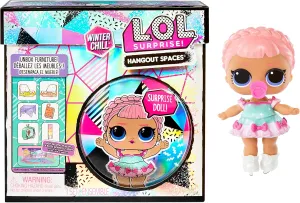 L.O.L. Surprise! Winter Chill Hangout Spaces Furniture Playset with Ice Sk8er Doll, 10  Surprises with Accessories, for LOL Dollhouse Play- Collectible Toy for Kids, Gift for Girls Boys Ages 4 5 6 7 