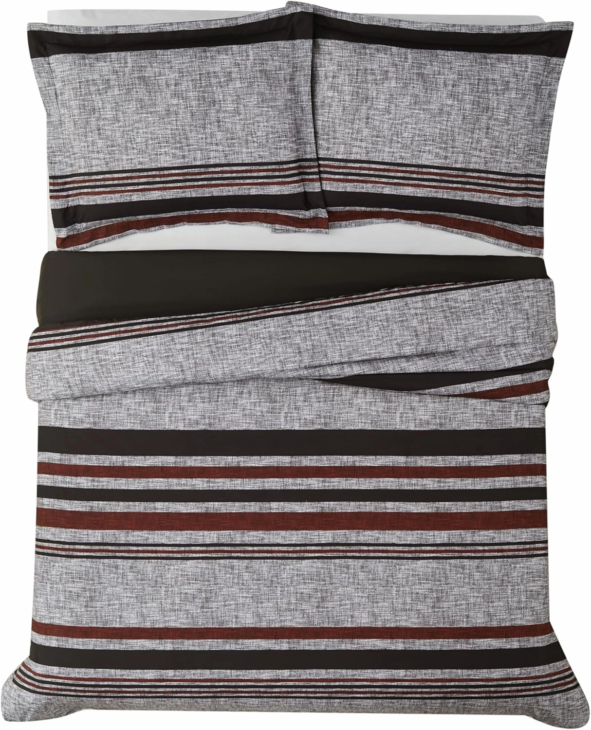 London Fog Warren Stripe Comforter Set, Full/Queen, Grey and Black 3