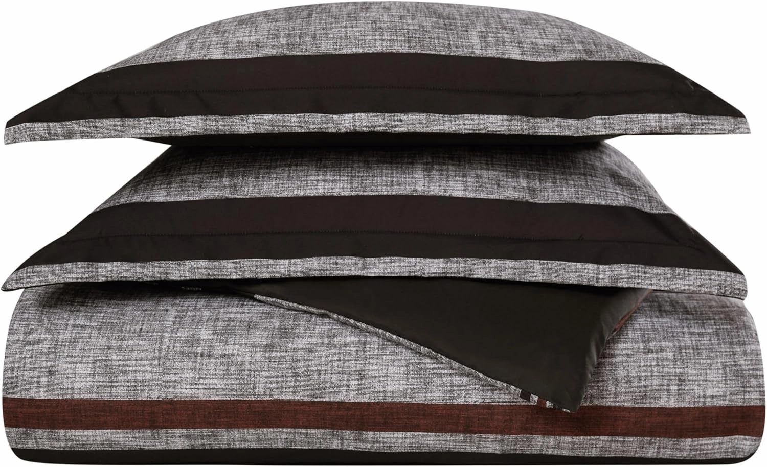 London Fog Warren Stripe Comforter Set, Full/Queen, Grey and Black 3