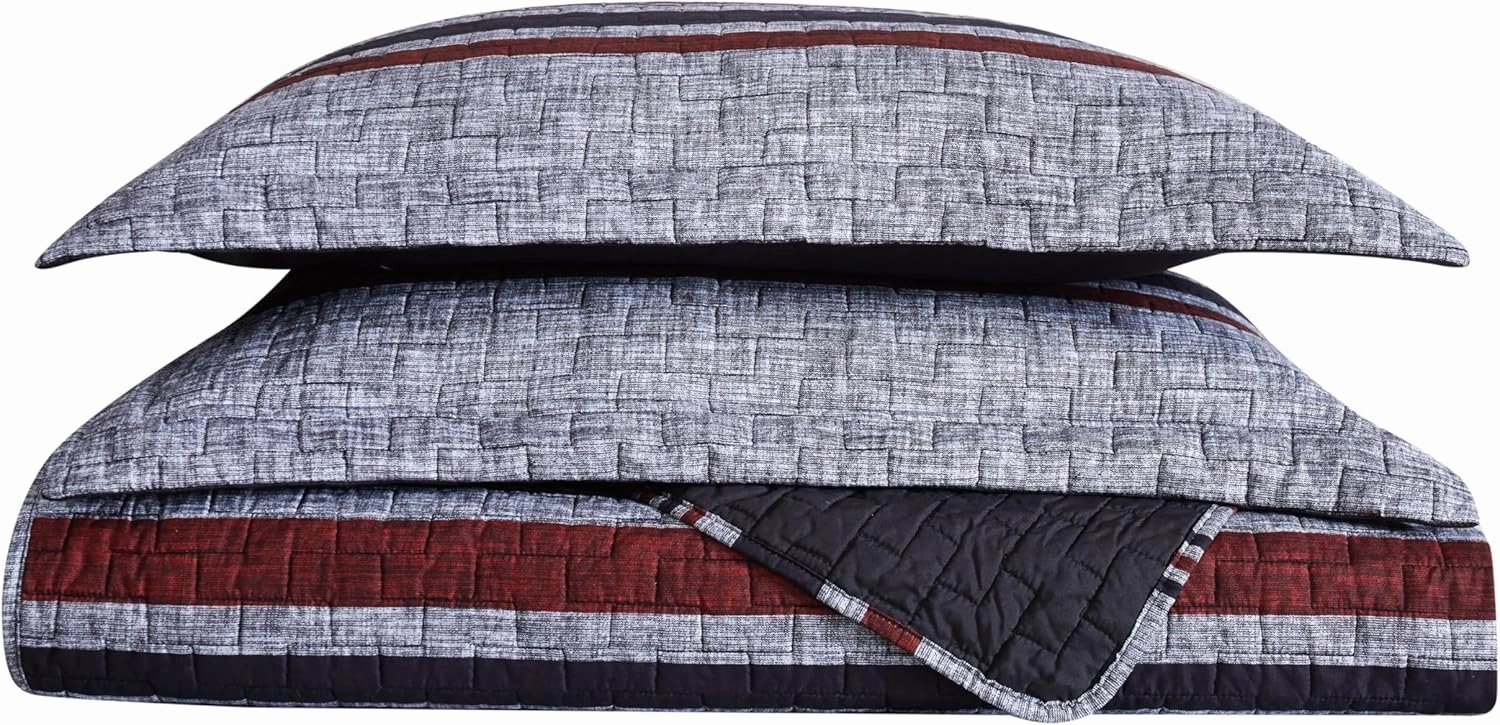 London Fog Warren Stripe Full/Queen 3-Piece Quilt Set