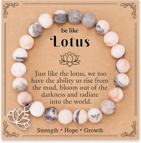 Lotus Bracelet with Inspirational Card for Women- Symbol of Strength, Hope and Growth