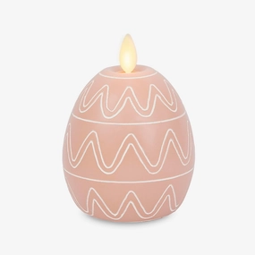 Luminara - Flameless Battery Operated Flickering Easter Egg Candle - Dusky Rose - Pack of 1-3.1x4.3 - Auto Timer Built-in 5-Hour Timer Indoor Use