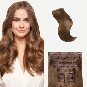 Luxy 100% Remy Human Hair, Classic 160g Clip-In Hair Extensions - 10 Wefts Multi-Dimensional Color for Natural Blending, Adds Volume & Length, Easy Apply & Remove 20" Chestnut Brown Classic