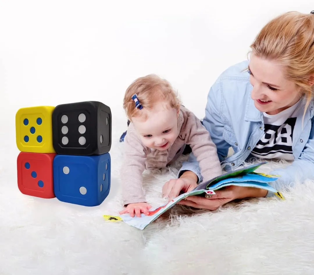 Macro Giant 6 Inch PU Foam Jumbo Big Playing Dice, Set of 4, Basic Color, Math Teaching, Teaching Aids, Board Games, Kid Toy