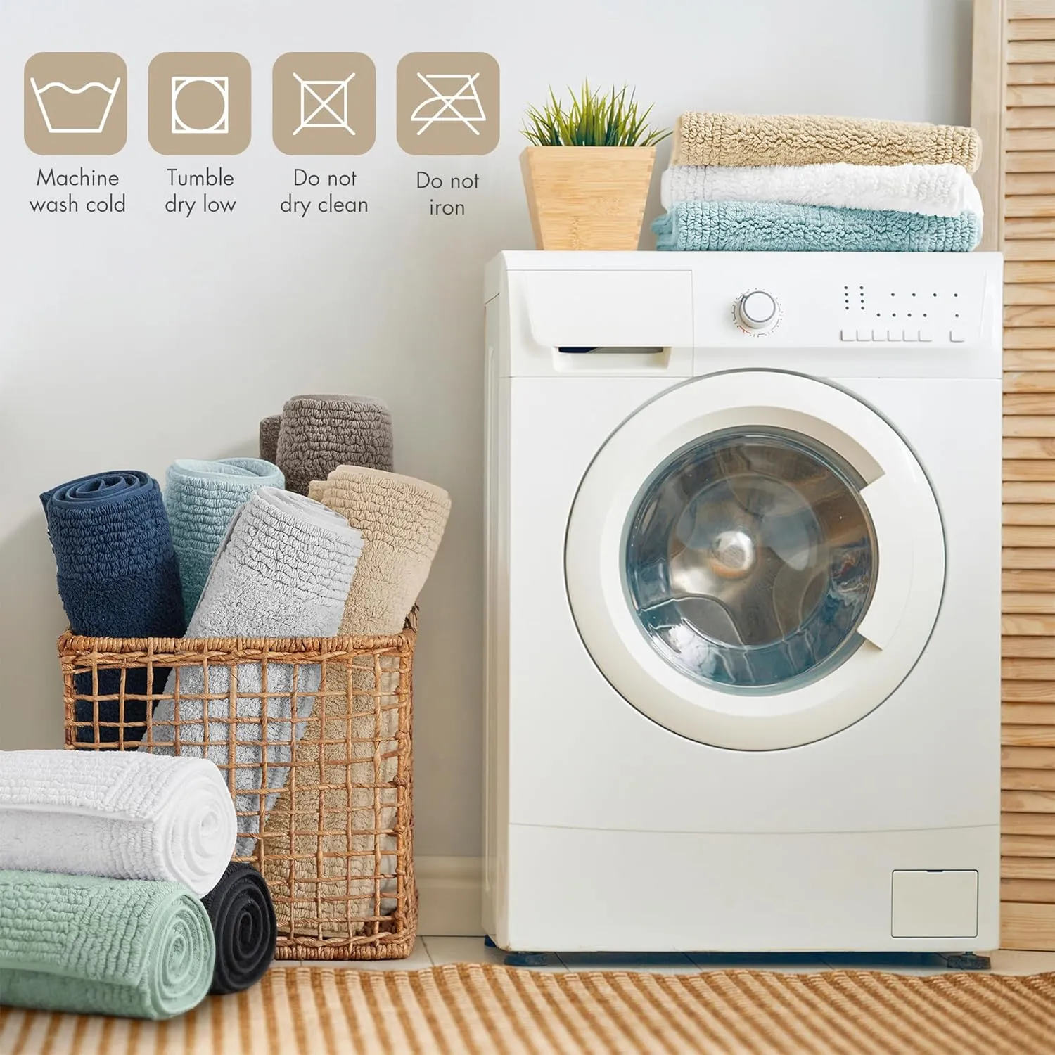 Madison Park Splendor Reversible 100% Cotton Tufted Bathroom Rug-3000 GSM Hotel Quality Luxurious Plush Medium Pile Bath Mat Absorbent, Quick Dry, Shower Room Décor, 21x34, Natural