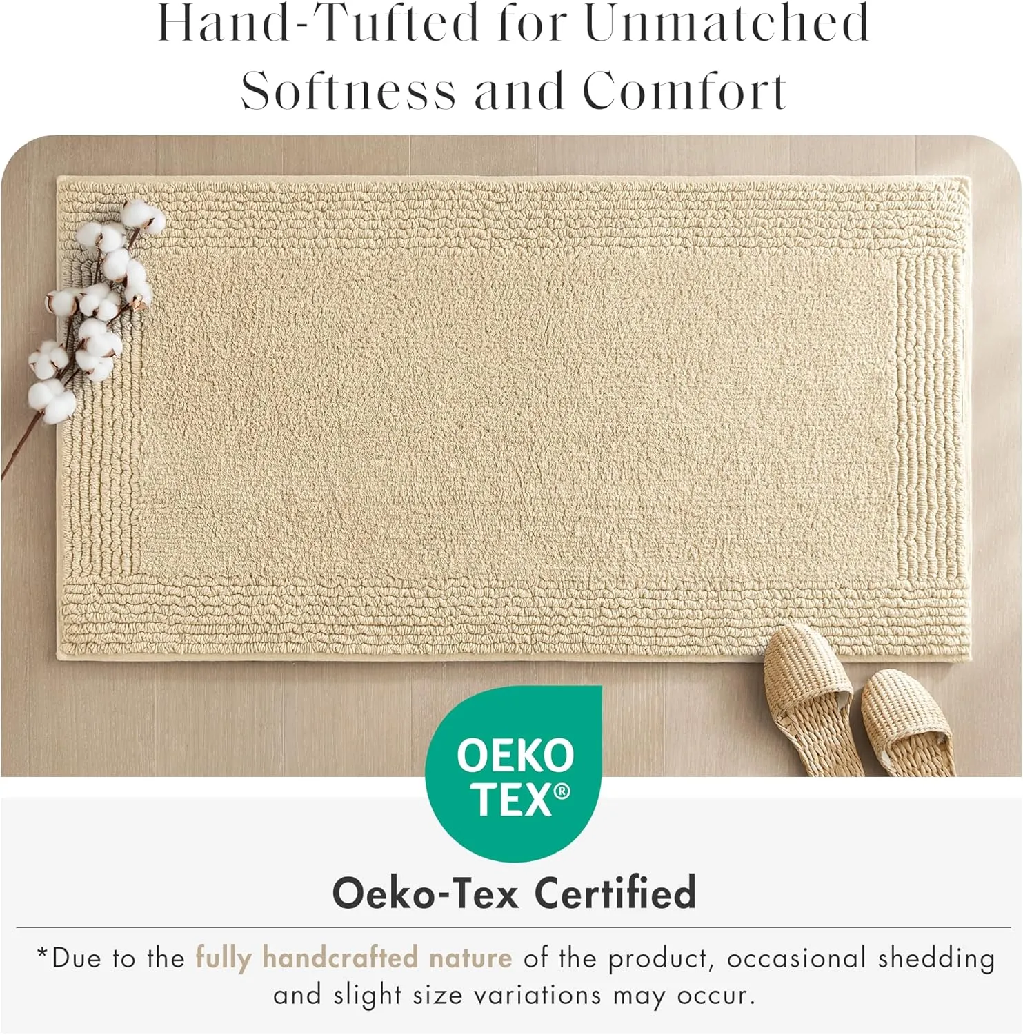 Madison Park Splendor Reversible 100% Cotton Tufted Bathroom Rug-3000 GSM Hotel Quality Luxurious Plush Medium Pile Bath Mat Absorbent, Quick Dry, Shower Room Décor, 21x34, Natural