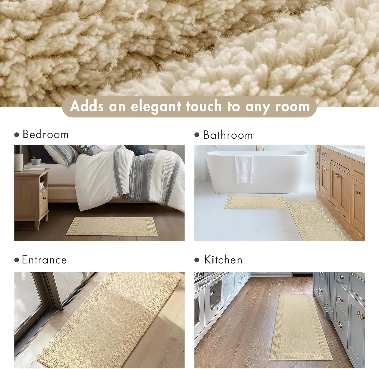 Madison Park Splendor Reversible 100% Cotton Tufted Bathroom Rug-3000 GSM Hotel Quality Luxurious Plush Medium Pile Bath Mat Absorbent, Quick Dry, Shower Room Décor, 21x34, Natural