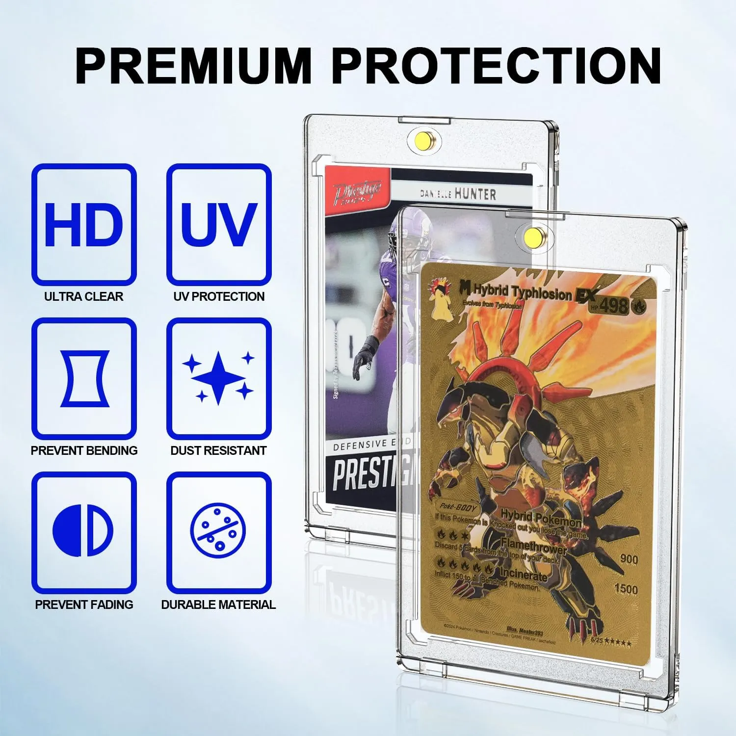 Magnetic Card Holder 35pt One Touch for Trading Cards Holder Card Protectors Hard Plastic Magnetic Card Case for Sports Card Baseball Card and Game Card Holder Display Case (50 Pack)