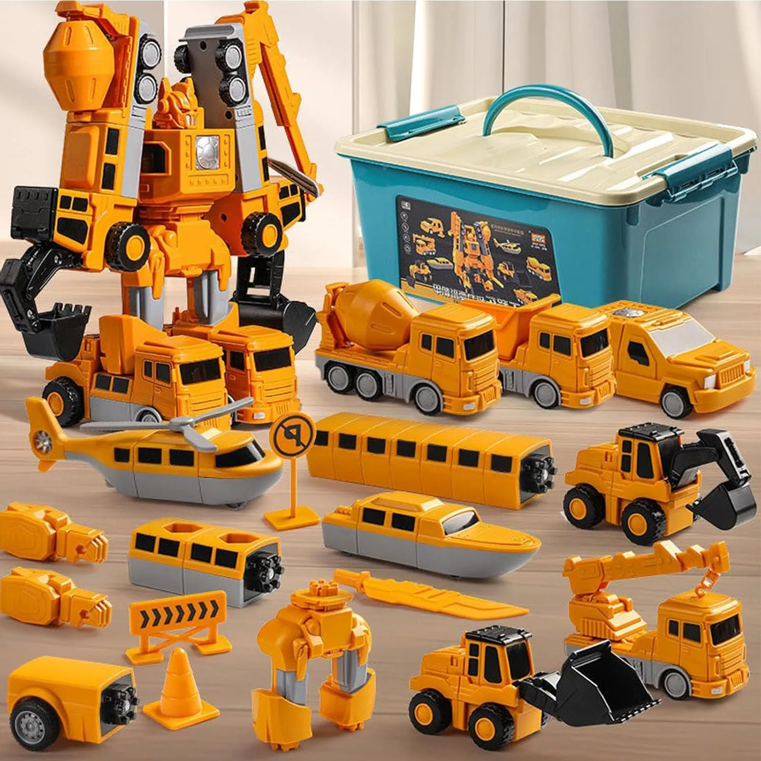 Magnetic Transform Engineering Car Assembled Toys, Magnetic Transforming Cars, Toy Construction Vehicles with Storage Box, 7 in 1 Magnetic Transform Engineering Car for Kids Age 4-6 (35 Pcs)