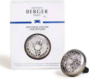 MAISON BERGER - Refillable Car Air Freshener Vent Clip Diffuser Set - 1.75" Diameter x 1.25" Depth - Made in France (Graphic Matte Finish)