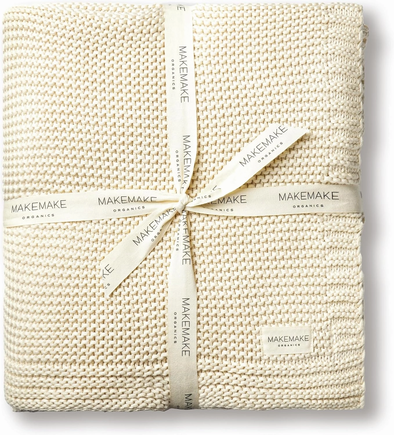MakeMake Organics Organic Throw Blanket GOTS Certified Organic Cotton Blanket Chunky Knit Super Soft Cozy Fall Winter Large Adults Throw Blanket (50x60, Vanilla)