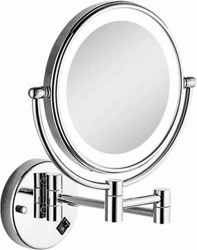Makeup Mirror Wall Mounted, USB Rechargeable Bathroom Mirror, Two Sided 1X/3X Magnifying Adjustable LED Light Touch Screen Shaving Mirror(Silvery,Plug)