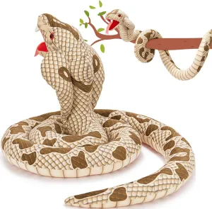 MaoGoLan Giant Cobra Plush 98 inch Large Stuffed Snake King Cobra Stuffed Animal Realistic Python Toys for Kids Christmas Birthday Easter Valentine's Day, Brown