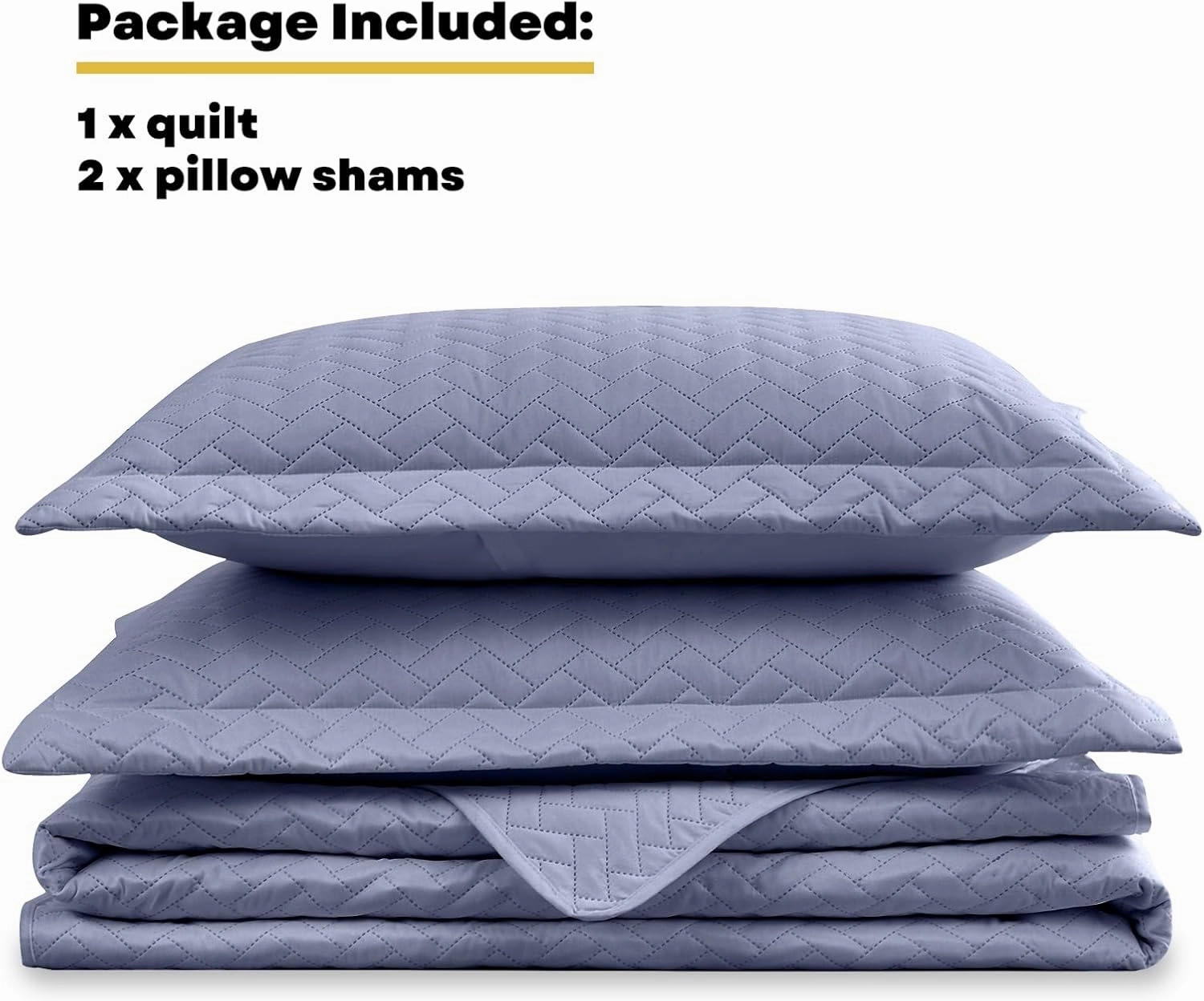 Maple&Stone Quilt Set King Size, Mineral Blue Lightweight Bedspread Ultrasonic Chevron Pattern Light Coverlet for All Season Comforter Bedding Decor - 3 Piece King Bed Cover Sets