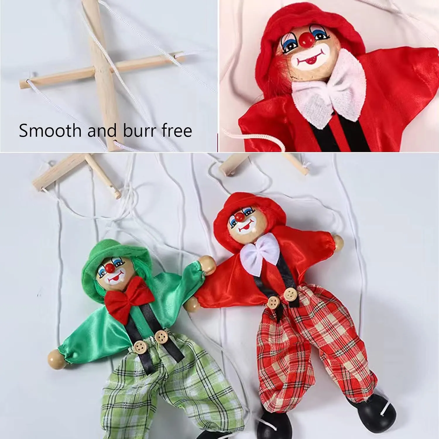 Marionette Puppets, 2 Pcs Funny Wooden Marionette Pull String Puppet, Creative Marionette Toys String Puppet Doll for Birthday Xmas