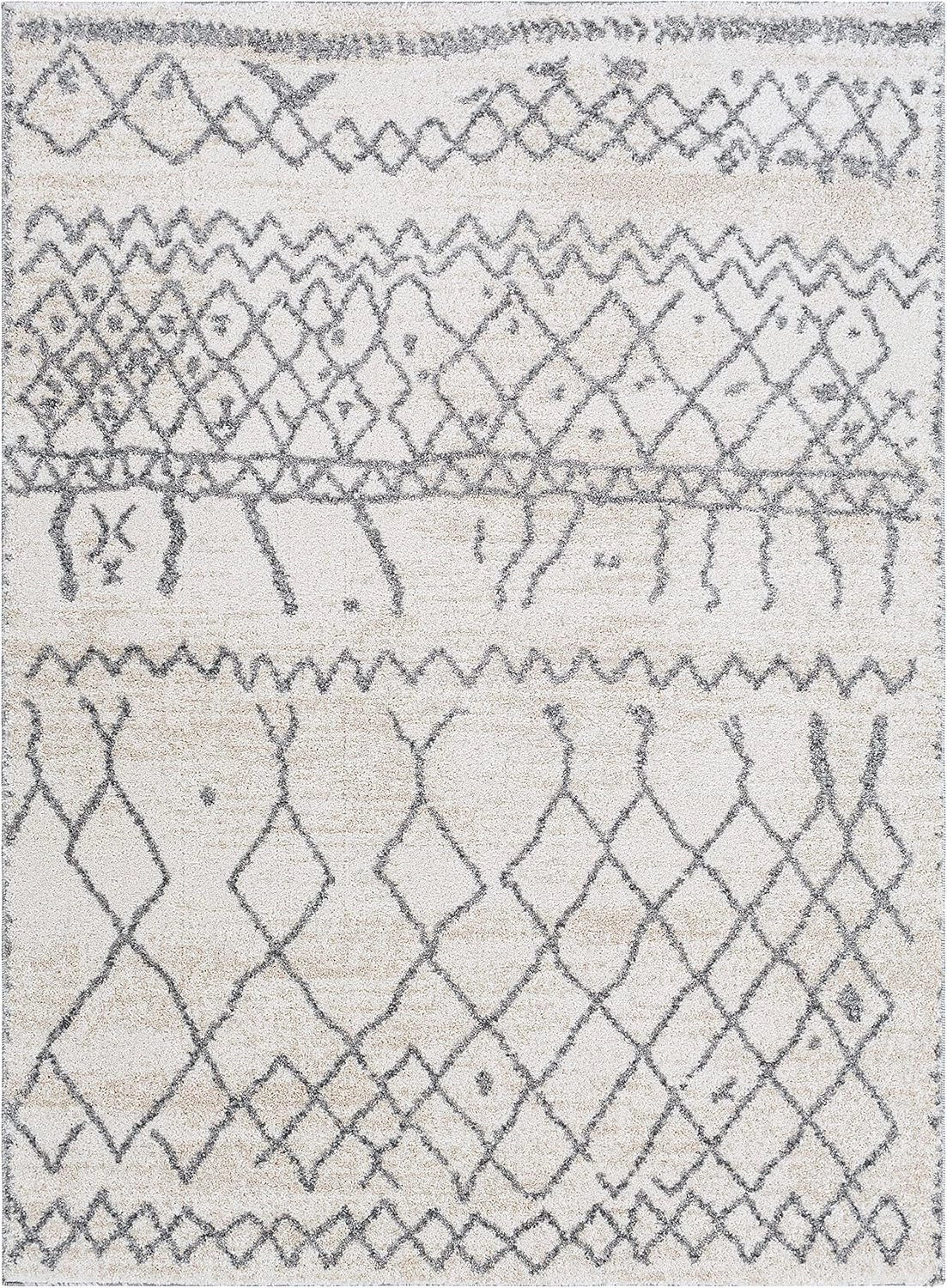 Mark&Day Area Rugs, 5x7 Oostwoud Global Khaki Area Rug, White Grey Carpet for Living Room, Bedroom or Kitchen (5'3" x 7'3")