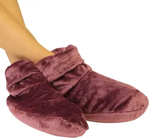 Mars Wellness Heated Microwavable Foot Booties - Microwavable Socks - Herbal Hot/Cold Deep Penetrating Herbal Aromatherapy Wrap Warmer (Mauve) - 2 Pack
