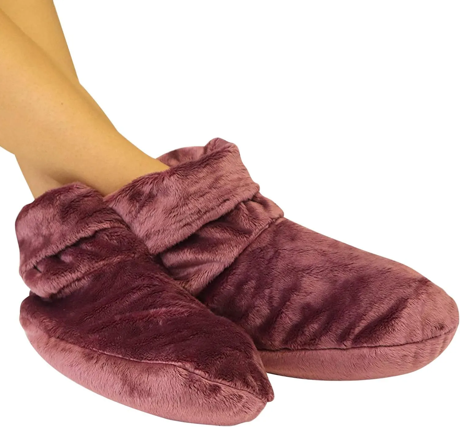 Mars Wellness Heated Microwavable Foot Booties - Microwavable Socks - Herbal Hot/Cold Deep Penetrating Herbal Aromatherapy Wrap Warmer (Mauve) - 2 Pack