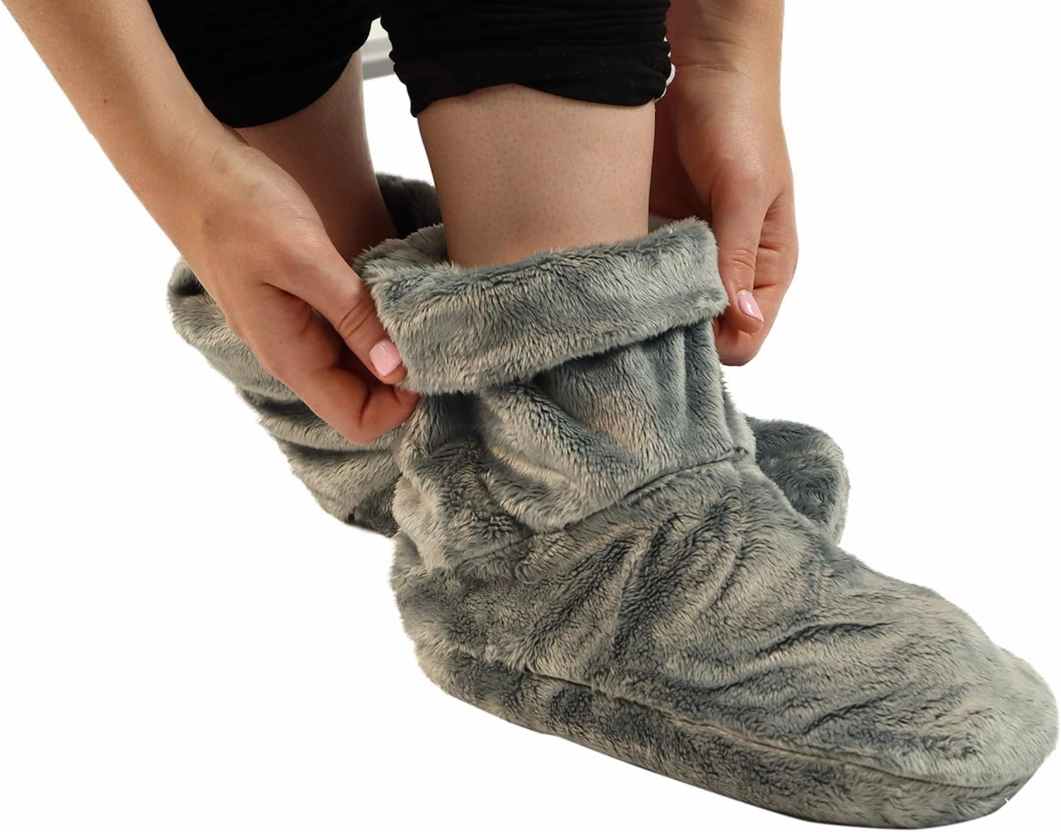 Mars Wellness Heated Microwavable Foot Booties - Microwavable Slippers - Herbal Hot/Cold Deep Penetrating Herbal Aromatherapy Wrap Warmer (Charcoal) - 3 Pack